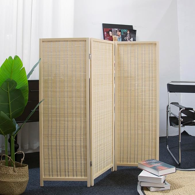 Furnnylane 3 Panel Short Room Divider Screen, Small Bamboo Panel Divider — view 4
