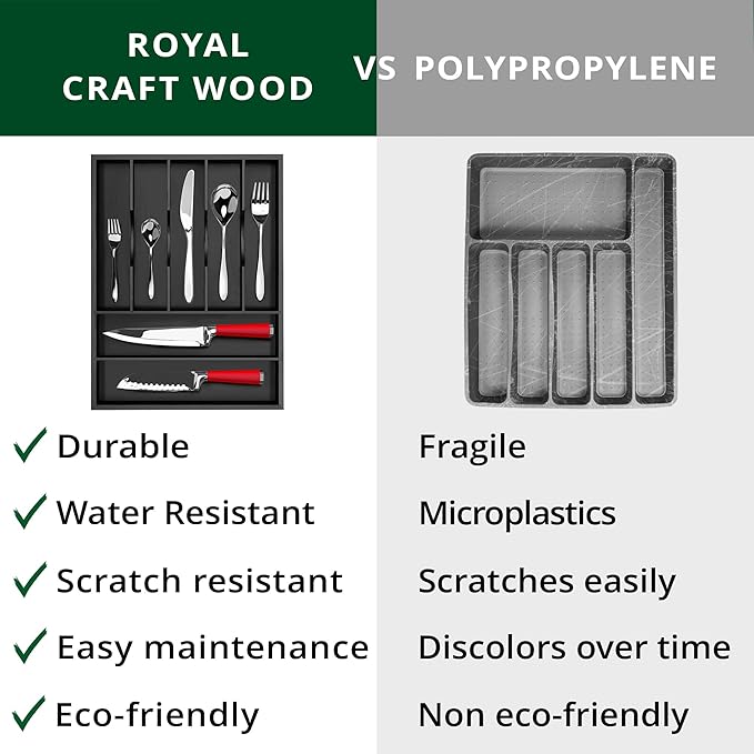 ROYAL CRAFT WOOD Luxury Bamboo Kitchen Drawer Organizer — view 9