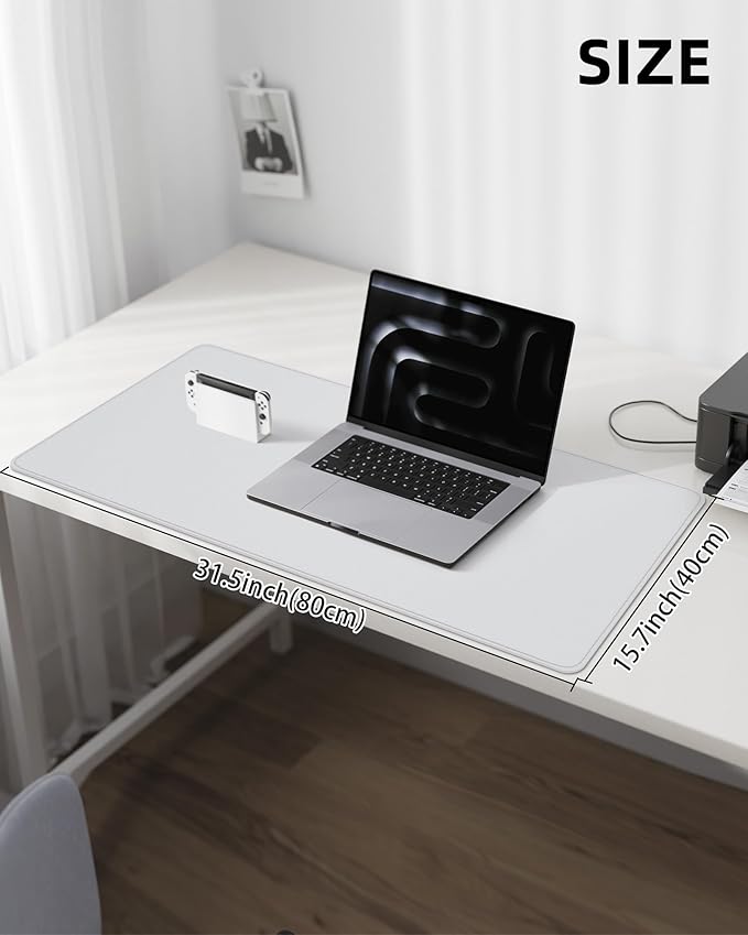 Leather Desk Pad Protector, Mouse Pad, Office Mat, Non-Slip PU Leather Blotter — view 5