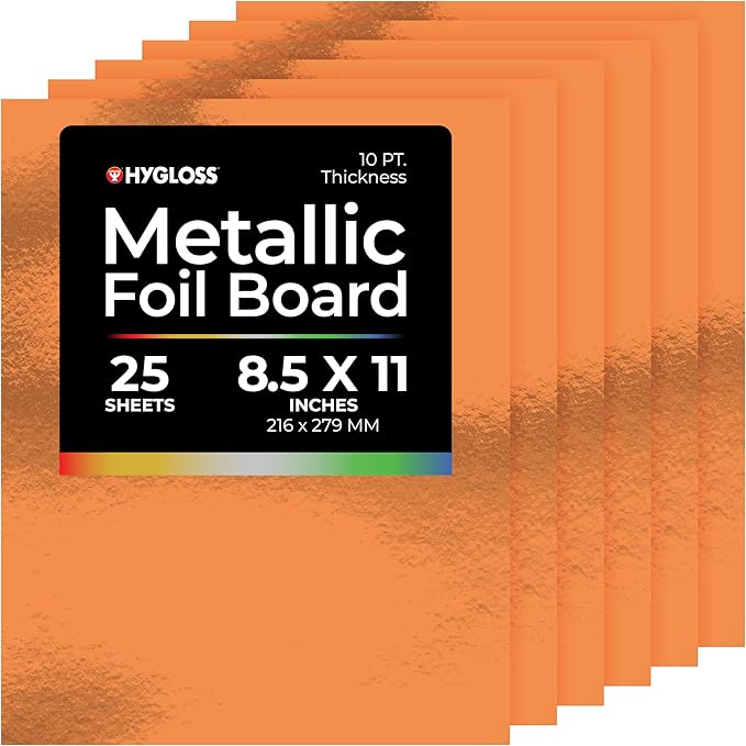 Hygloss Metallic Cardstock Sheets – 25 Shiny Red Copper Sheets, 8.5” x 11”