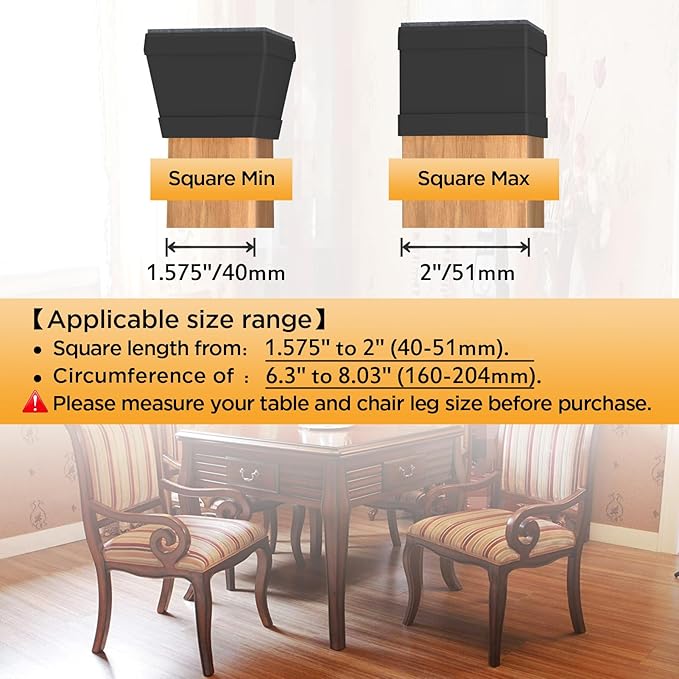 16 PCS Square Chair Leg Floor Protector, Silicone Chair Leg Cover, Furniture — view 2