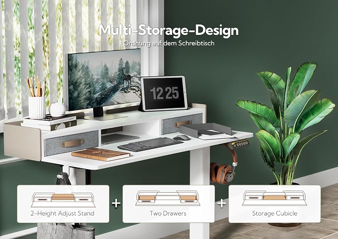 Claiks Standing Desk with Drawers, Adjustable Stand Up Electric Small Standing — view 4
