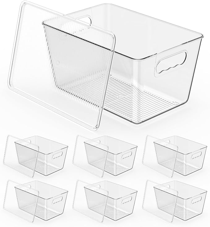 KJIXYUNG 6 Pack Clear Stackable Storage Bins