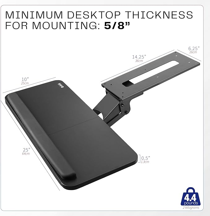 VIVO Adjustable Computer Keyboard & Mouse Platform Tray Ergonomic Under Table — view 5