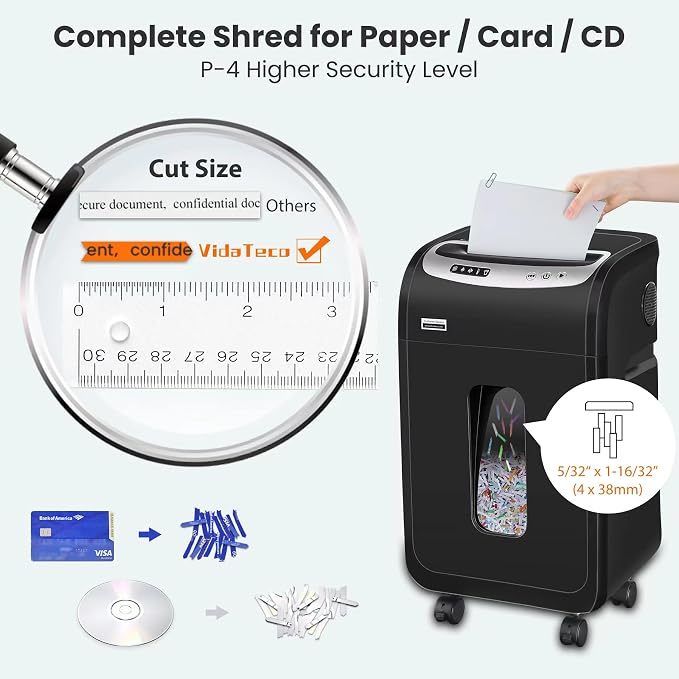 VidaTeco Paper Shredder for Home Office Heavy Duty — view 3