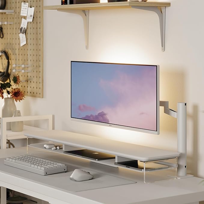 Fenge Acrylic Monitor Stand Riser, 42.5 Inches Dual Monitor Stand — view 3