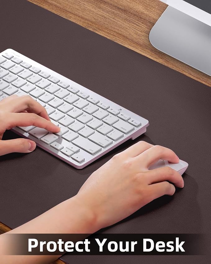 Leather Desk Pad Protector, Mouse Pad, Non-Slip PU Leather Desk Blotter — view 3