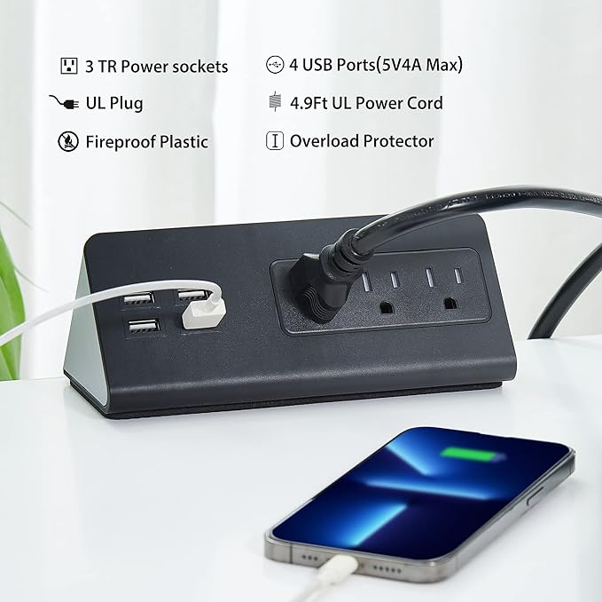 Desk Edge Mount Power Strips — view 2
