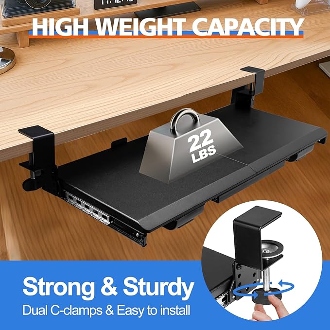 OUKMIC Large Height Adjustable Keyboard Tray — view 5