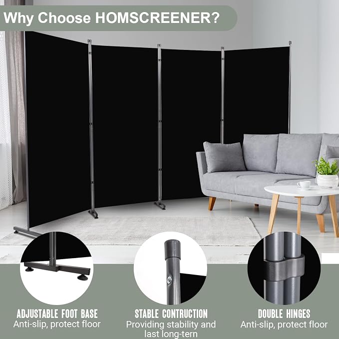 Room Divider 6FT 4 Panel Privacy Screen, Portable Room Partitions and Dividers — view 2