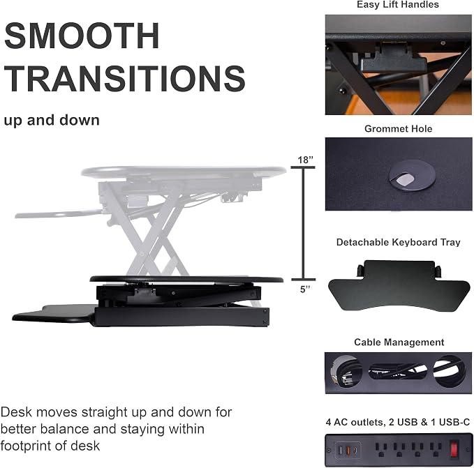 Rocelco 46" Height Adjustable Corner Standing Desk Converter — view 3