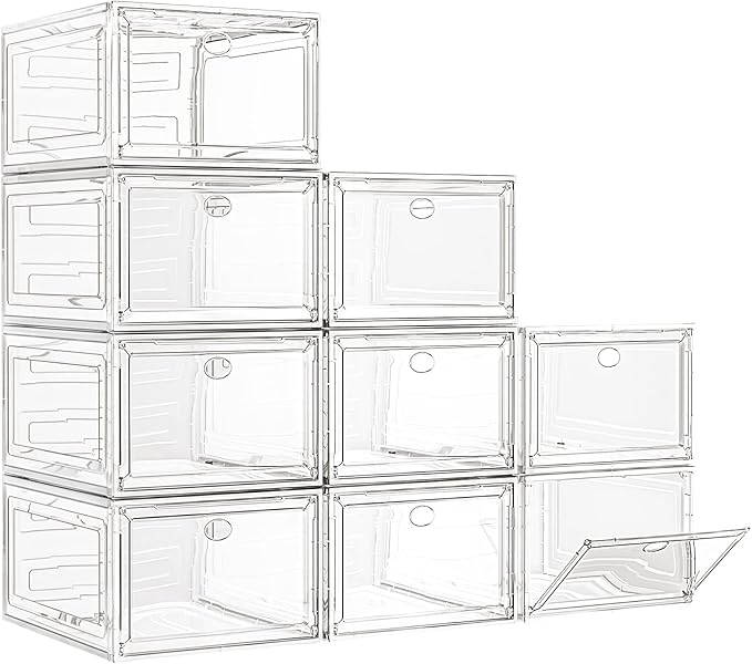 7 code Large Clear Shoe Boxes Organizer【Thicker Material】 Stronger Shoe Box