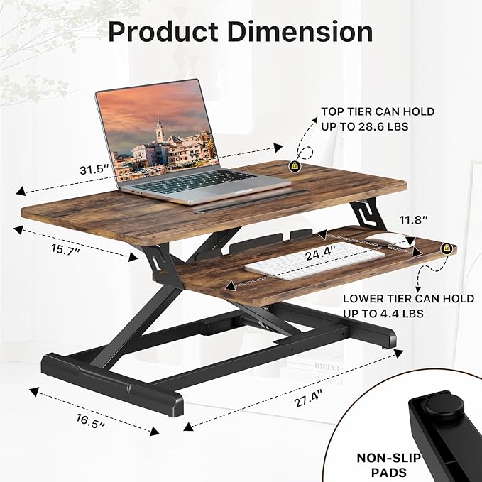 JOY worker Standing Desk Converter, Desktop Workstation Riser — view 2