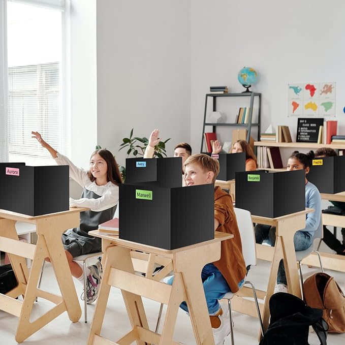 24 Pack Black Desk Dividers for Students, Privacy Shields Folder for Students — view 2