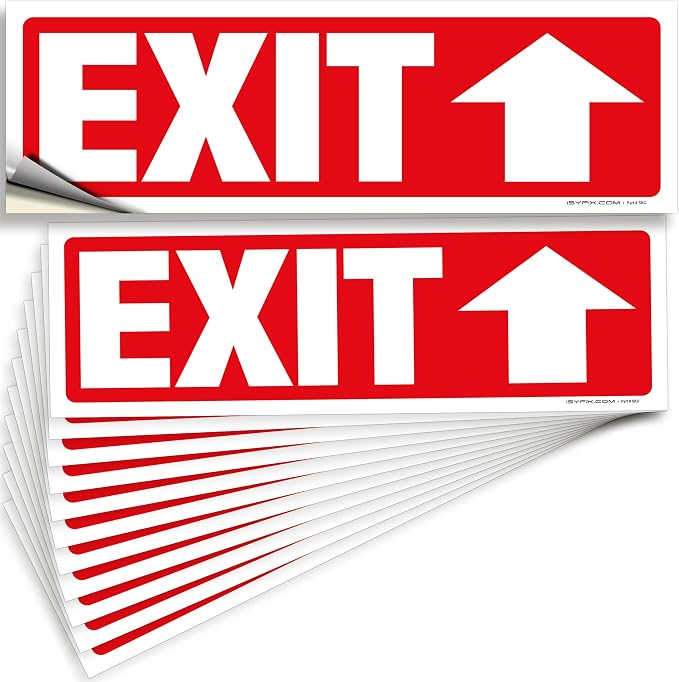 iSYFIX Exit Signs Stickers 12 Pack 12x4 Inch