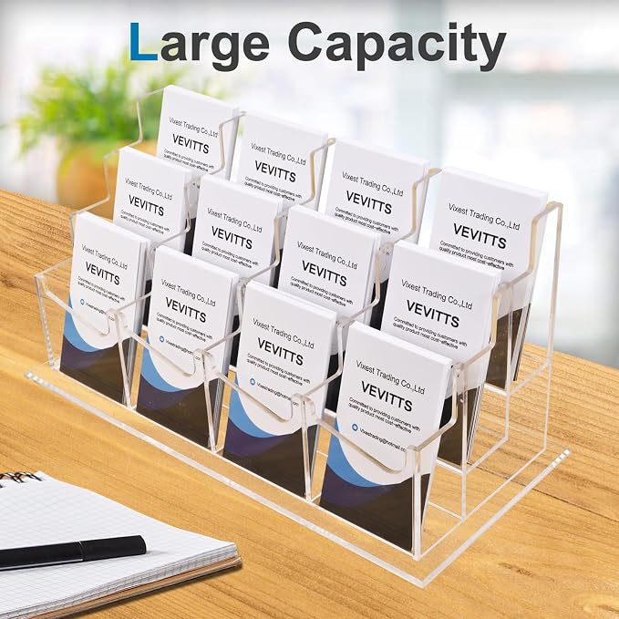 Vevitts Vertical Business Card Holder, Acrylic Business Card Display, Home & — view 4