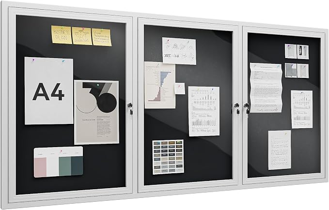 72"x36" Lockable Enclosed Bulletin Board, Outdoor Flet Weather-Resistant