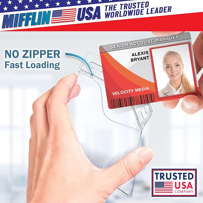 Mifflin-USA Card Protector Quick Load Horizontal No Zipper Name ID Badge Holder — view 2