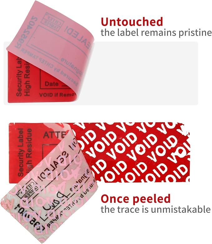 ChtepTamper 100 Pieces Total Transfer Tamper-Evident Stickers Security Labels — view 3