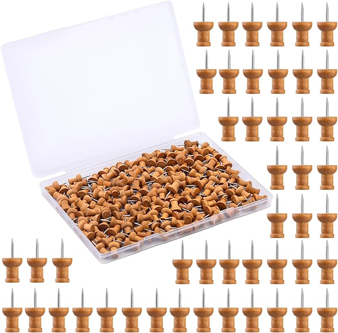 150 Pcs Push Pins for Cork Board, Decorative Thumb Tacks Wooden Push Pins Head