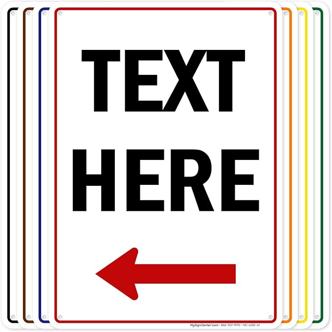 Custom Arrow, Custom Directional Sign, Left Arrow, 10x14 Inches, 55 mil thick