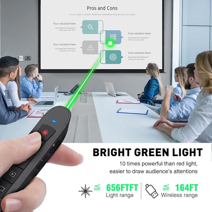 Presentation Clicker Green Laser Pointer, Rechargeable PowerPoint Clicker — view 2