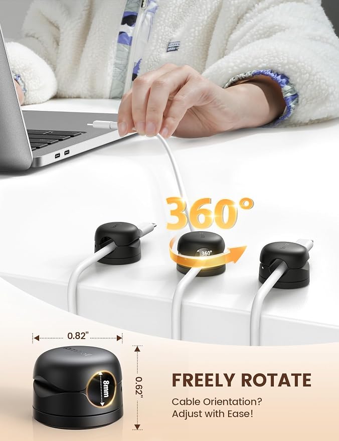 6Pack Rotatable Cord Organizer, Spring Cable Clips — view 2