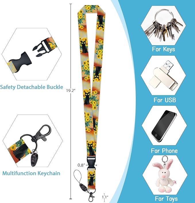 Black Cat Lanyards for ID Badges, Badge Holder — view 5