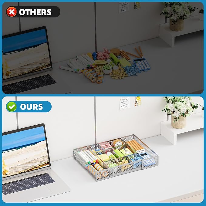 Marbrasse Expandable Desk Drawer Organizer, Mesh Tray — view 8