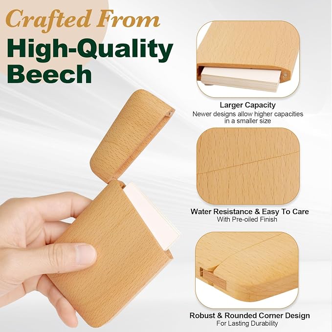 Yookin Wood Business Card Holder Wooden Magnetic Business Card Case Portable — view 3