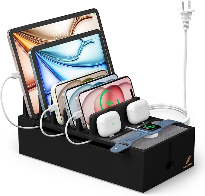 Pezin & Hulin Multi Charger Station Organizer, 5-Port USB Charger Dock