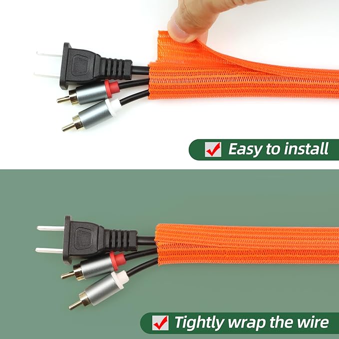 Split Wire Loom Tubing, Cable Protector Sleeve, Braided Cable Management — view 2