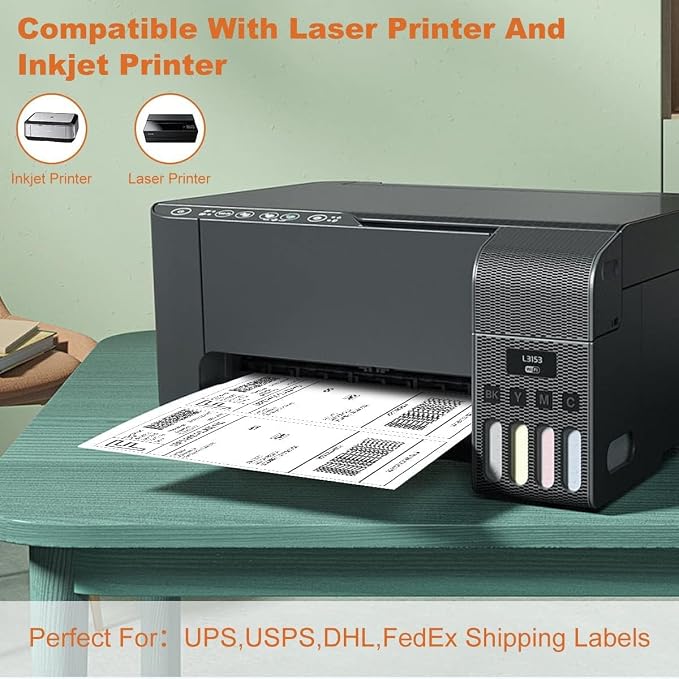 BESTEASY 1000 Half Sheet Self Adhesive Shipping Labels, Laser/Ink Jet White — view 5