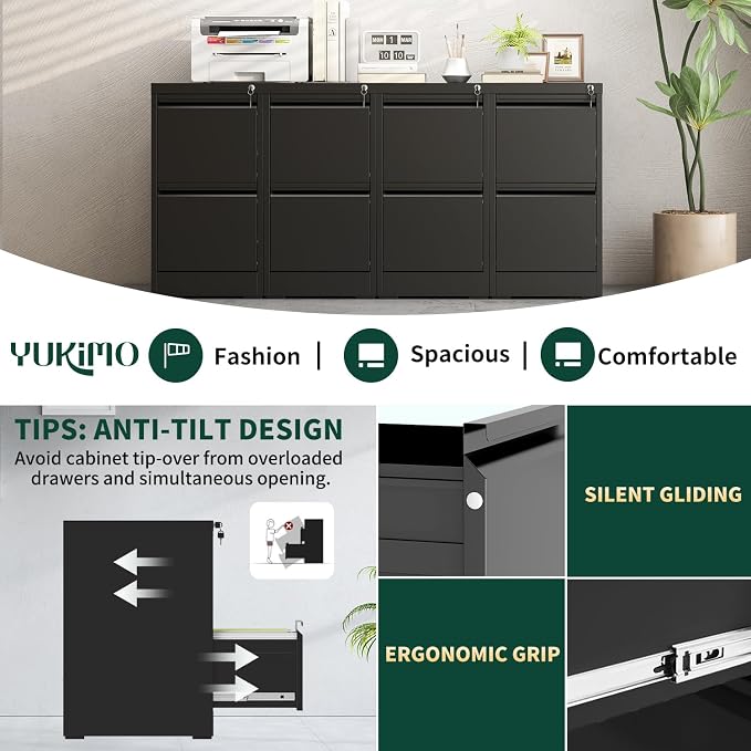 Yukimo 2 Drawer File Cabinet — view 6
