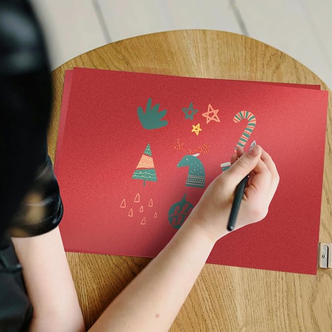 100 Sheets Red Shimmer Cardstock 8.5 x 11 Red Paper, Goefun 80lb Card Stock — view 6