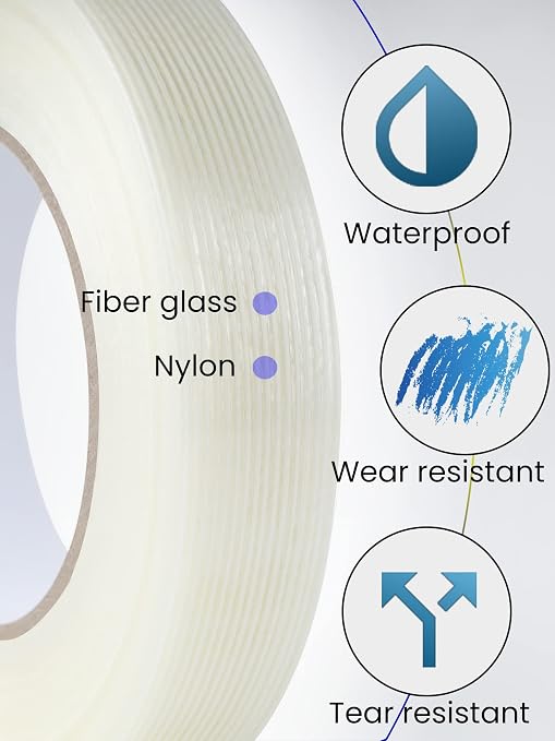 Lichamp Fiberglass Tape 1 inch, 2 Pack 60 Yards Filament Tape Nylon Fiber Glass — view 3