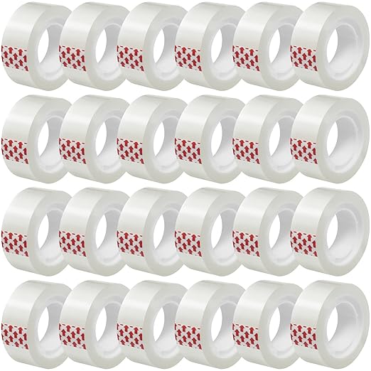 Turxayox 24 Rolls Transparent Tape Refills, 3/4 x 800 Inches, Glossy Gift