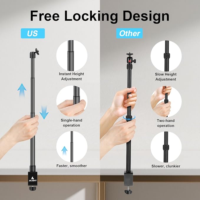 Ailight Camera Desk Mount Webcam Stand, Adjustable Table Camera Stand — view 3