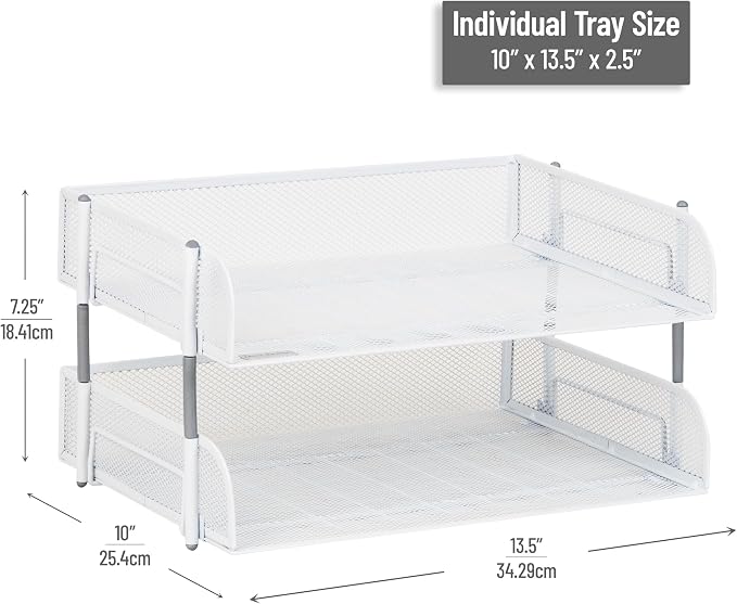 Mind Reader Stackable Paper Tray, Desktop Organizer, File Storage, Metal Mesh — view 3