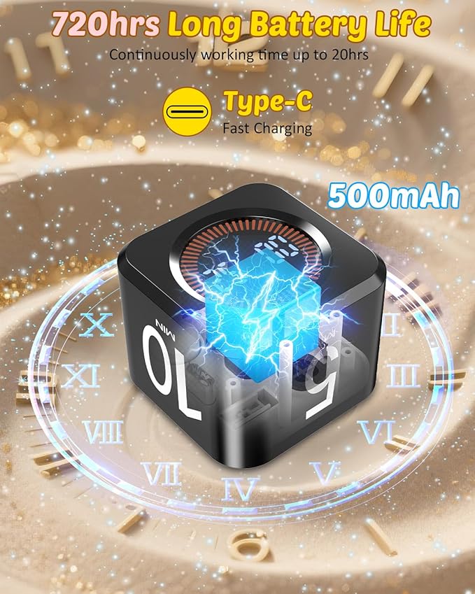 Digital Pomodoro Timer Cube 5/10/25/50min, Visual Productivity Flip Timer — view 6