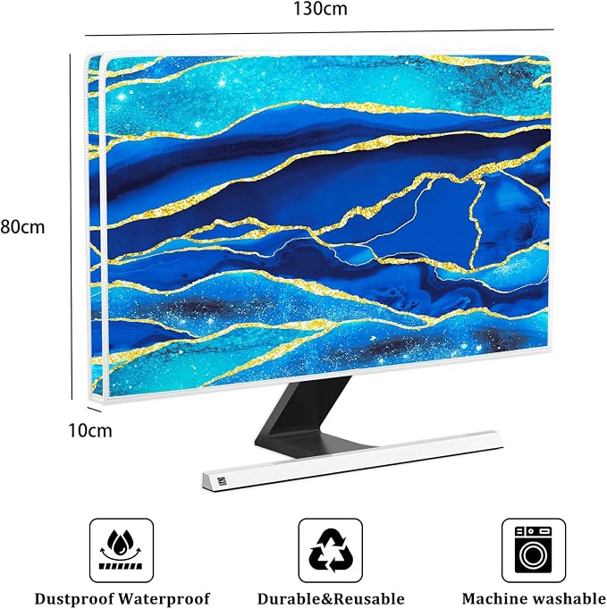 Baocicco Royal Blue Marble Waterproof TV Cover 55 Inch Creative Design Monitor — view 2