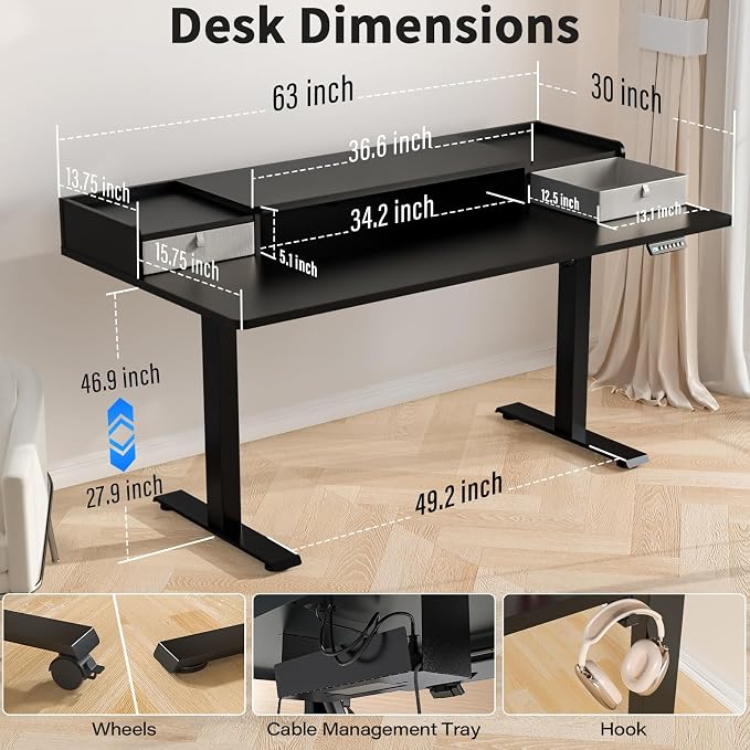 Kingant 63 x 30 Inch Electric Standing Desk — view 2