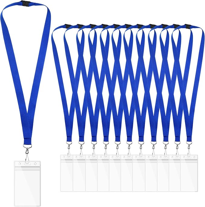 12-Pack Blue Breakaway Lanyards