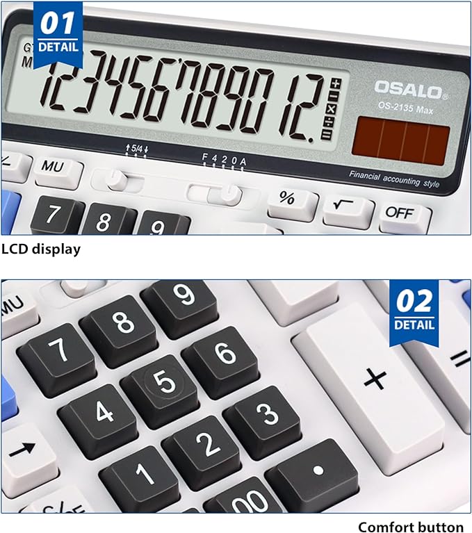 Desktop Calculator, Extra Large LCD Display Computer Button 12 Digits — view 6