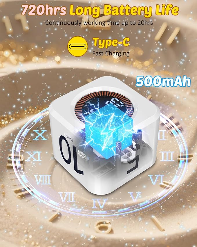 Digital Pomodoro Timer Cube 5/10/25/50min, Visual Productivity Flip Timer — view 7
