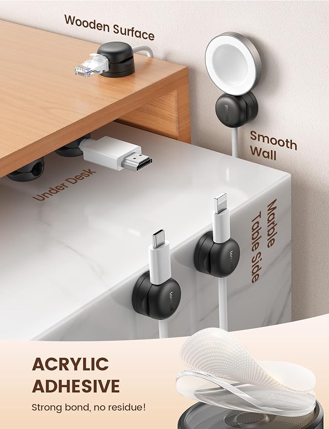 6Pack Rotatable Cord Organizer, Spring Cable Clips — view 4