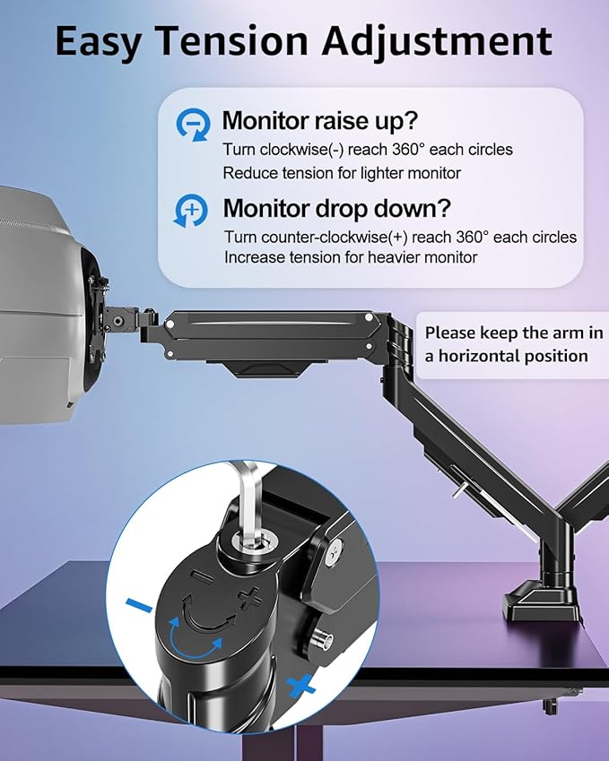 MOUNTUP Dual Monitor Stand for Max 43 inch Screens, Ultrawide Monitor Arm — view 4