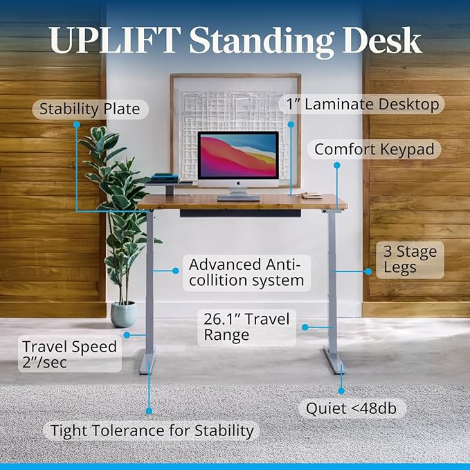 UPLIFTDESK V3 2-Leg Black Laminate Wood Standing Desk – Adjustable Height — view 3