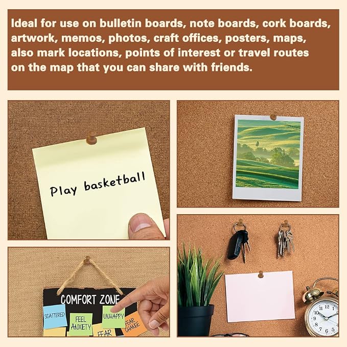 150 Pcs Push Pins for Cork Board, Decorative Thumb Tacks Wooden Push Pins Head — view 7