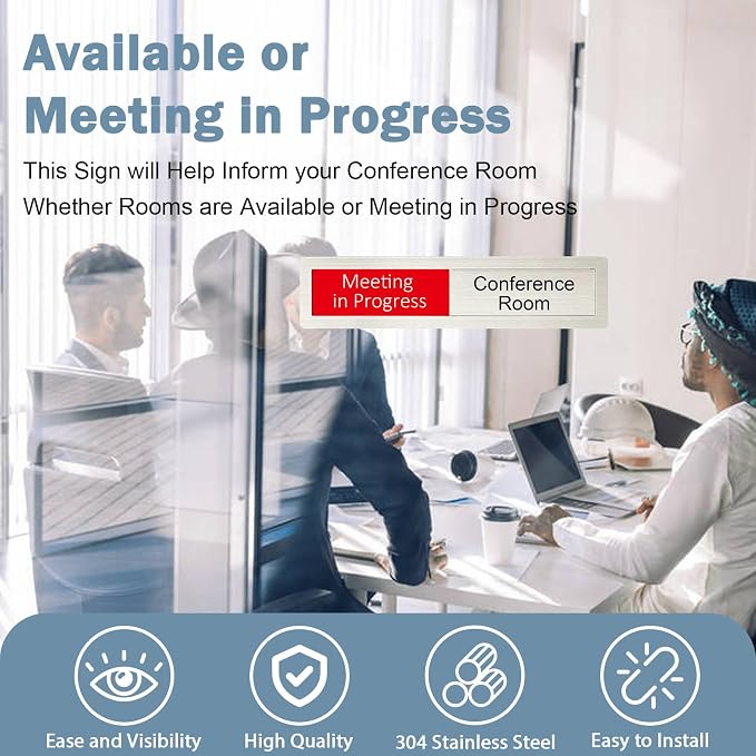 Available or Meeting in Progress Privacy Sign, Vacant Occupied Sign — view 3